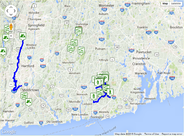 Backpacking Connecticut's Map page